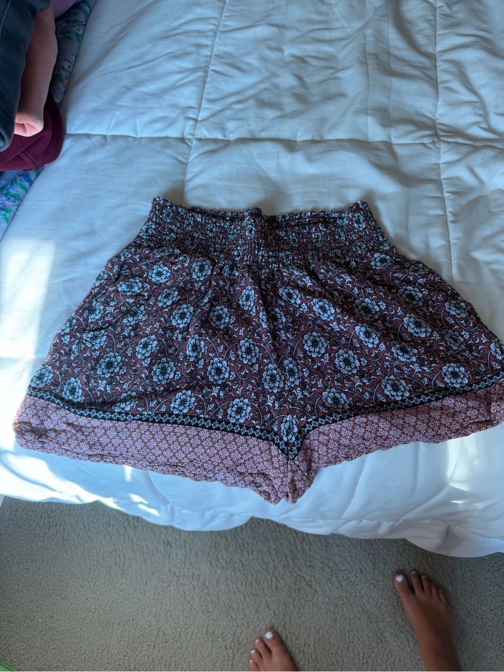 Bohemian Floral Print Women’s Shorts - Rust
